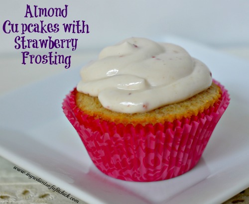 Almond Cupcakes with Strawberry Frosting 1