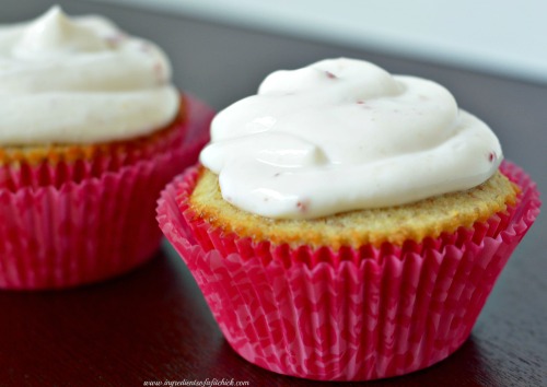 Almond Cupcakes with Strawberry Frosting 3