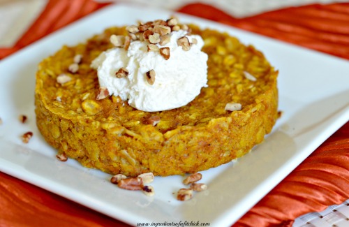 Baked Pumpkin Spice Oatmeal with Cream Cheese and Pecans 2