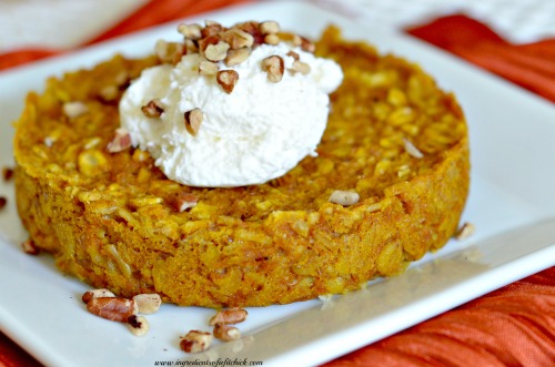 Baked Pumpkin Spice Oatmeal with Cream Cheese and Pecans 3