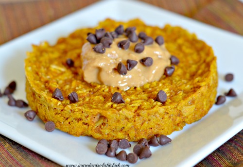Baked Pumpkin Spice Oatmeal with PB and Chocolate Chips 2