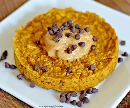 Baked Pumpkin Spice Oatmeal with PB and Chocolate Chips 3