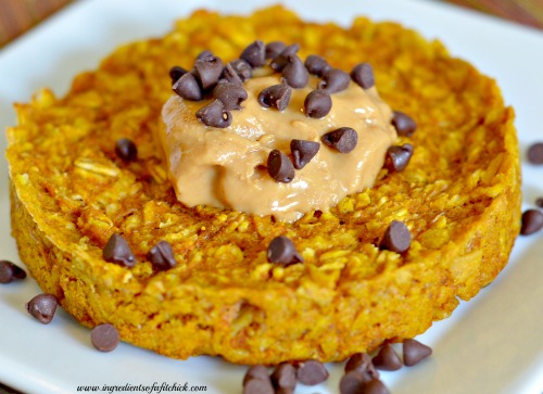 Baked Pumpkin Spice Oatmeal with PB and Chocolate Chips 4