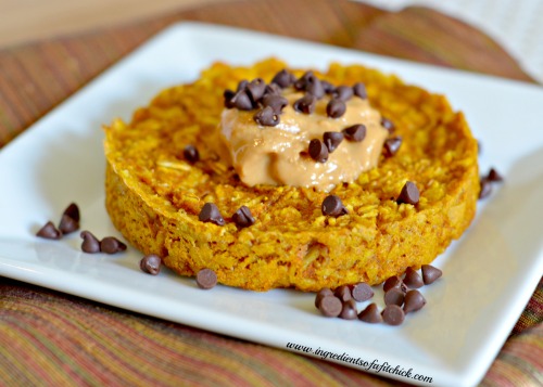 Baked Pumpkin Spice Oatmeal with PB and Chocolate Chips 5