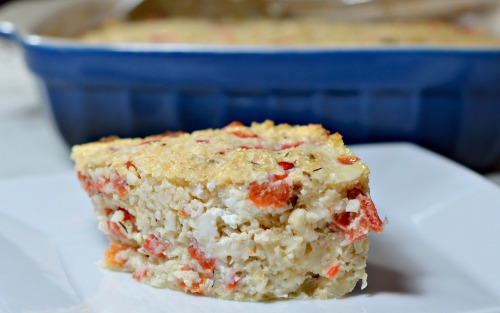 Roasted Red Pepper & Goat Cheese Cauliflower BakeRed Pepper Goat Cheese Cauliflower Bake 4