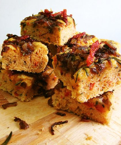 Focaccia with sun dried tomatoes