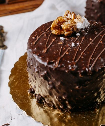 Moist chocolate cake with whipped cream frosting