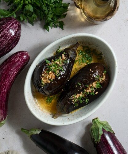 Sheikh el mahshi middle eastern meat stuffed eggplant